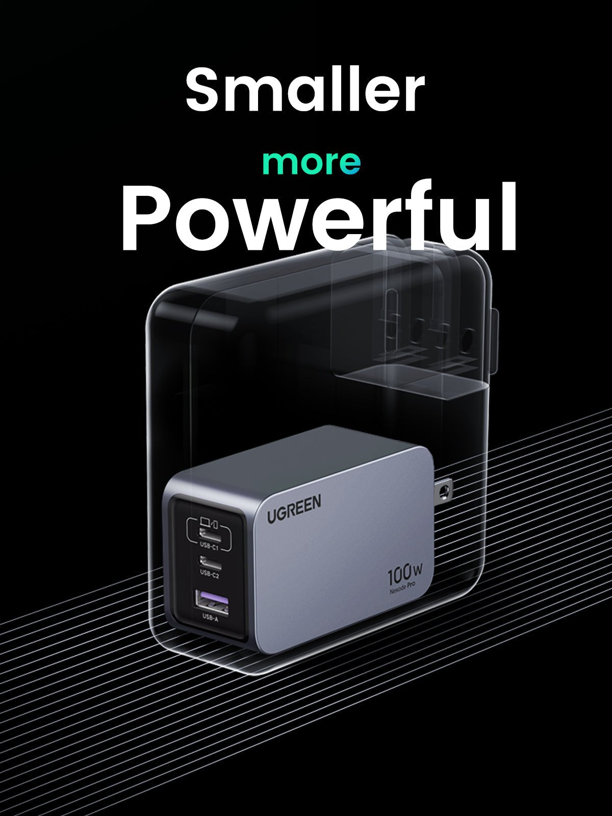 UGREEN Nexode Pro 100W 3-Port GaN Fast iphone Charger