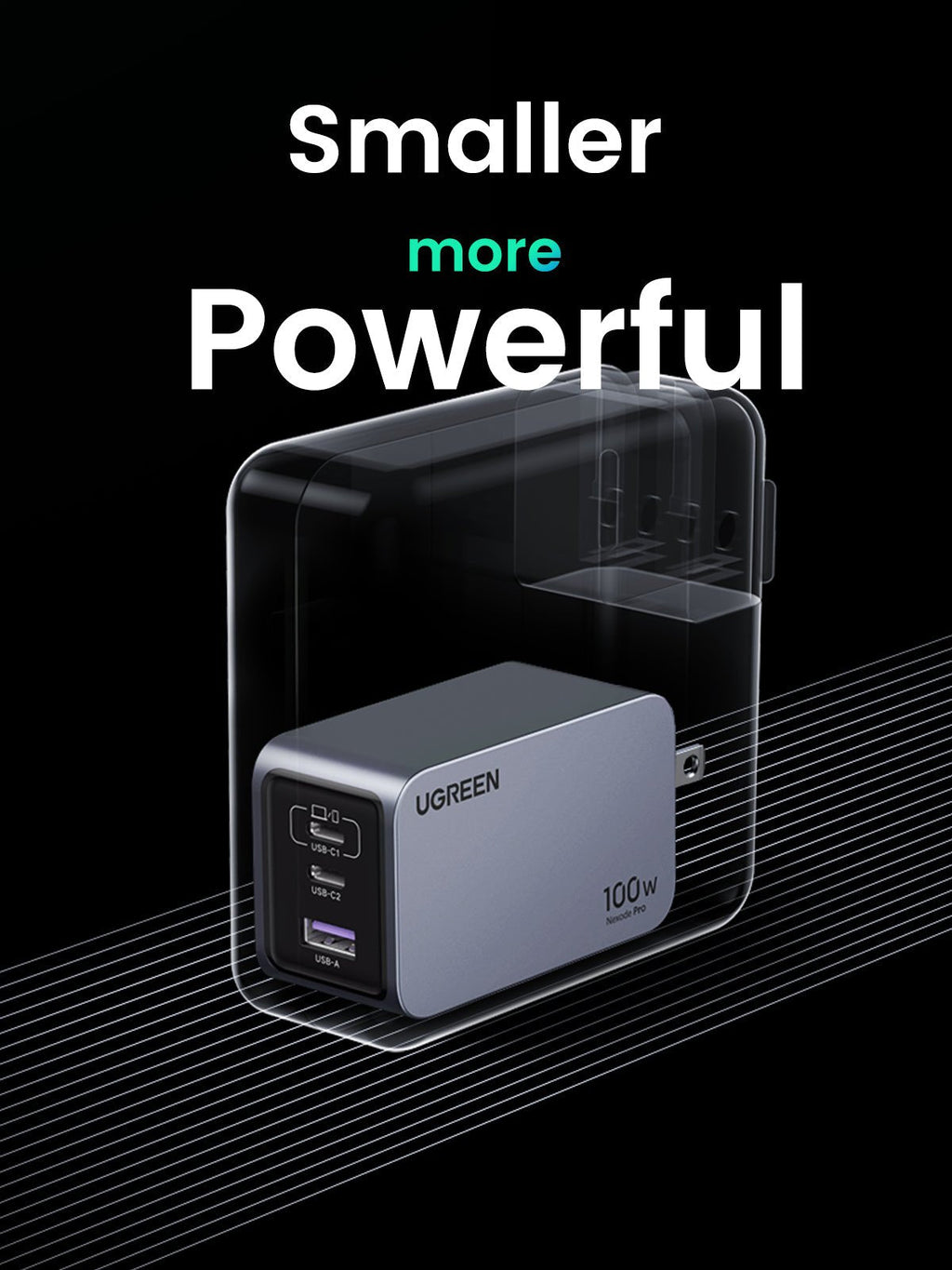 UGREEN Nexode Pro 100W 3-Port GaN Fast iphone Charger